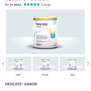 4 cans of Neocate Junior unflavored. Unopened.